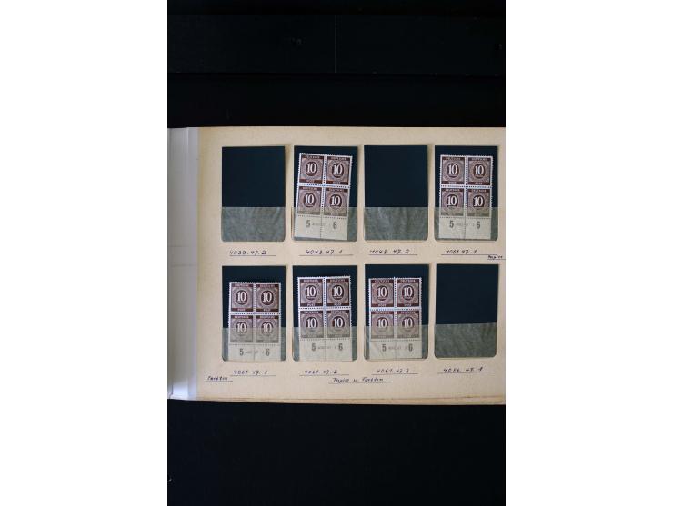 1946/48, Arbeiter und Ziffer postfrische und wenige ungebrauchte Sammlung 4er-Blocks (wenige Paare) mit HAN, dazu kleiner Tei