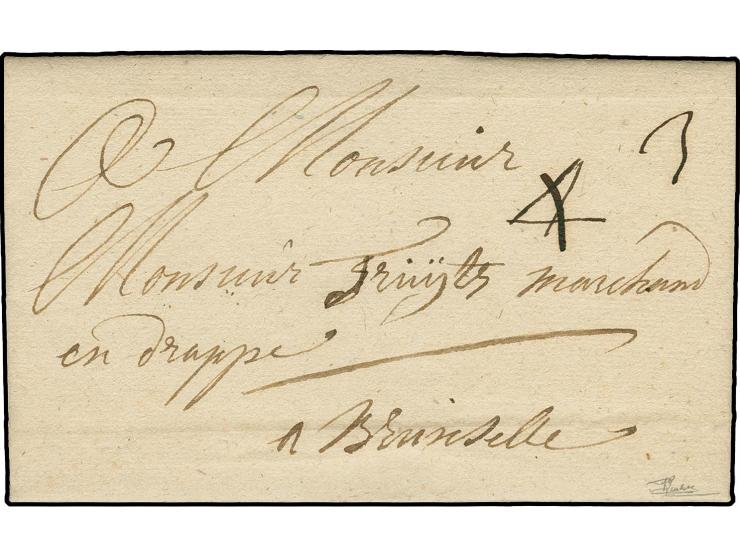 AUSTRIAN PERIOD (1714-94): 1734, entire letter dated "Bastogne le 25 juin 1734" to Bruxelles, manuscript tax "4" cancelled an