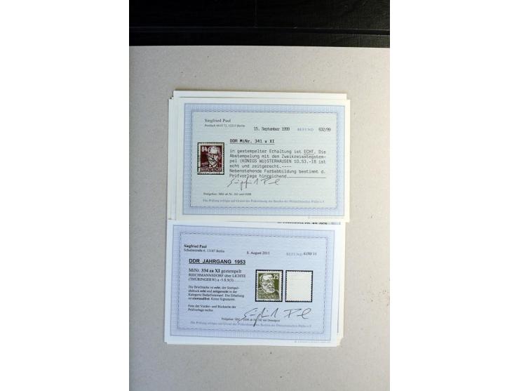 1949/66, gestempelte, teils spezialisierte Sammlung mit u.a. Mi.-Nr. 252II, 333raYI, 334zaXI (2), 339xbXI, 341raXI (2), 341rb