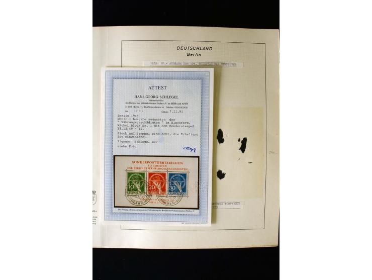 1948/90, gestempelte kpl. Sammlung, Schwarzaufdruck und Bl.1 mit Fotoattest Schlegel BPP, Rotaufdruck sign. Lippschütz BPP