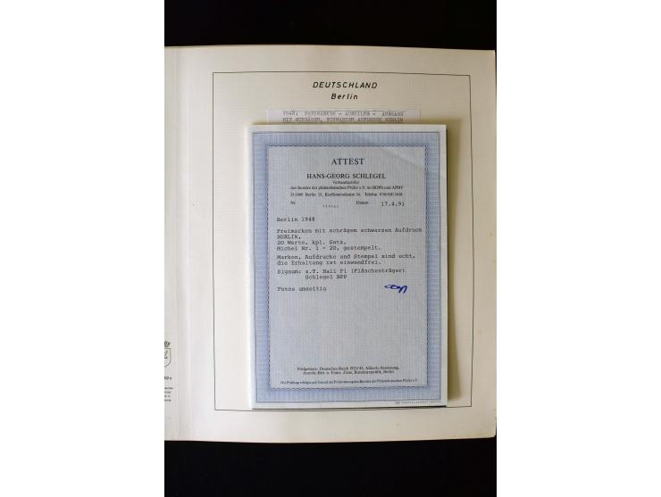 1948/90, gestempelte kpl. Sammlung, Schwarzaufdruck und Bl.1 mit Fotoattest Schlegel BPP, Rotaufdruck sign. Lippschütz BPP