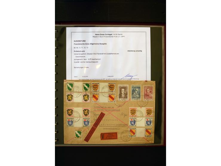 1945/49, in den Hauptnummern weit überkomplette Sammlung mit vielen weiteren Besonderheiten wie Mi.-Nr. 11-13 vL, Baden Block
