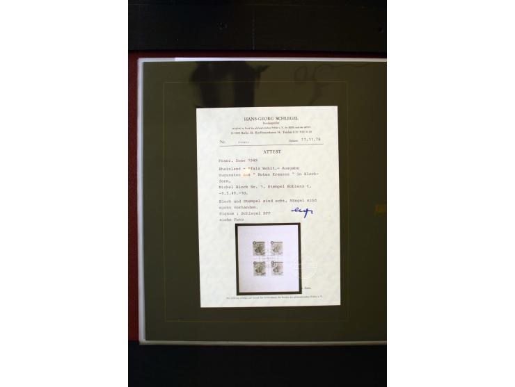 1945/49, in den Hauptnummern weit überkomplette Sammlung mit vielen weiteren Besonderheiten wie Mi.-Nr. 11-13 vL, Baden Block