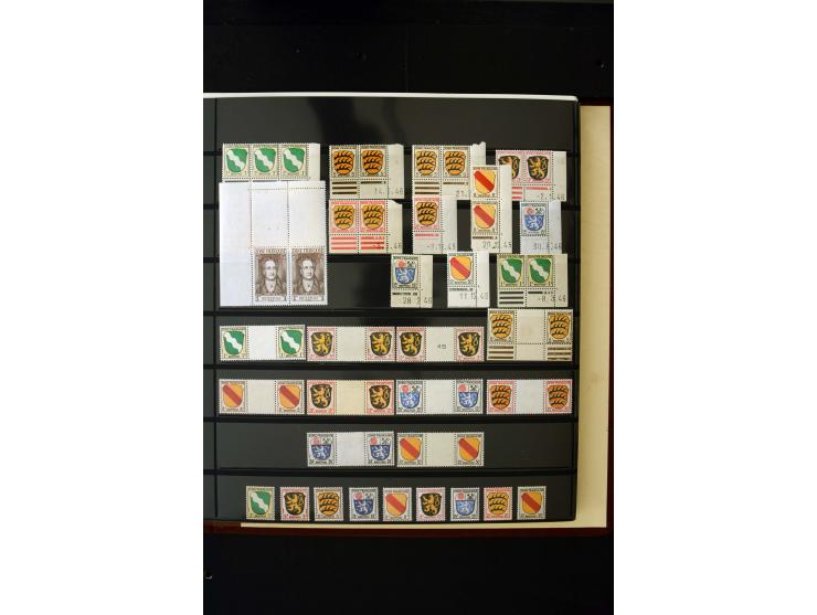 1945/49, postfrische und ungebrauchte in den Hauptnummern kpl. Sammlung mit Konstanz II, dazu gestempelte Sammlung teils sign