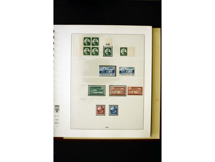 1945/49, postfrische und ungebrauchte in den Hauptnummern kpl. Sammlung mit Konstanz II, dazu gestempelte Sammlung teils sign