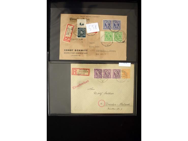 1945, interessante gestempelte Partie mit diversen Briefen, dabei bessere Werte wie Mi.-Nr. 13Cz(2), 13Ey(2) gestempelt, Mi.-