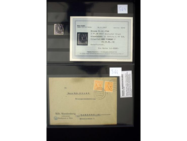 1945, interessante gestempelte Partie mit diversen Briefen, dabei bessere Werte wie Mi.-Nr. 13Cz(2), 13Ey(2) gestempelt, Mi.-