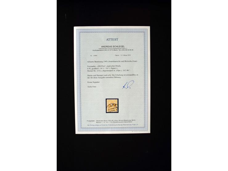 1945, interessante gestempelte Partie mit diversen Briefen, dabei bessere Werte wie Mi.-Nr. 13Cz(2), 13Ey(2) gestempelt, Mi.-