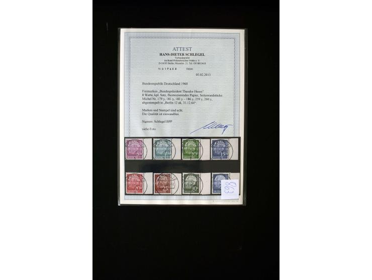 1951/64, sehr schöne Partie, alle Werte mit zentrischem Vollstempel "BERLIN", dabei Mi.-Nr. 139-140, 143-46(3), 156-59(2), 16