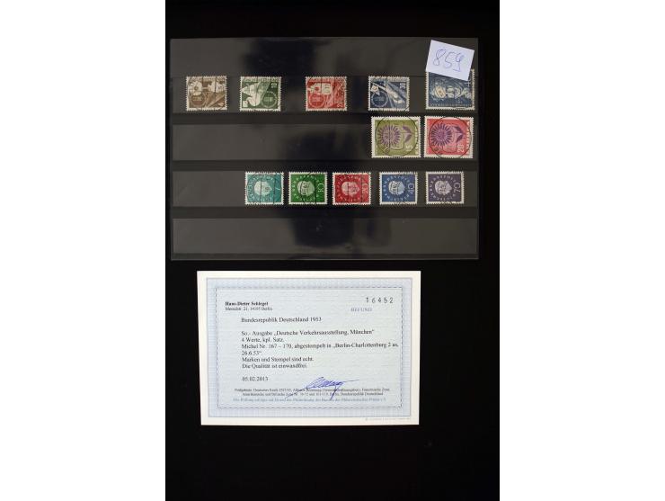 1951/64, sehr schöne Partie, alle Werte mit zentrischem Vollstempel "BERLIN", dabei Mi.-Nr. 139-140, 143-46(3), 156-59(2), 16