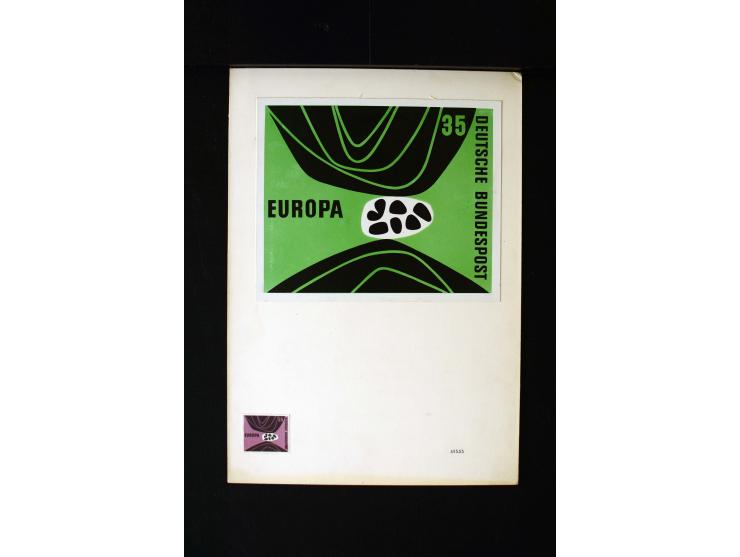 1955/65 (ca.), Partie Briefmarkenentwürfe des Künstlers Anton Stankowski (Entwurf u.a. Bund Mi.-Nr. 219 und 220), teils mit o