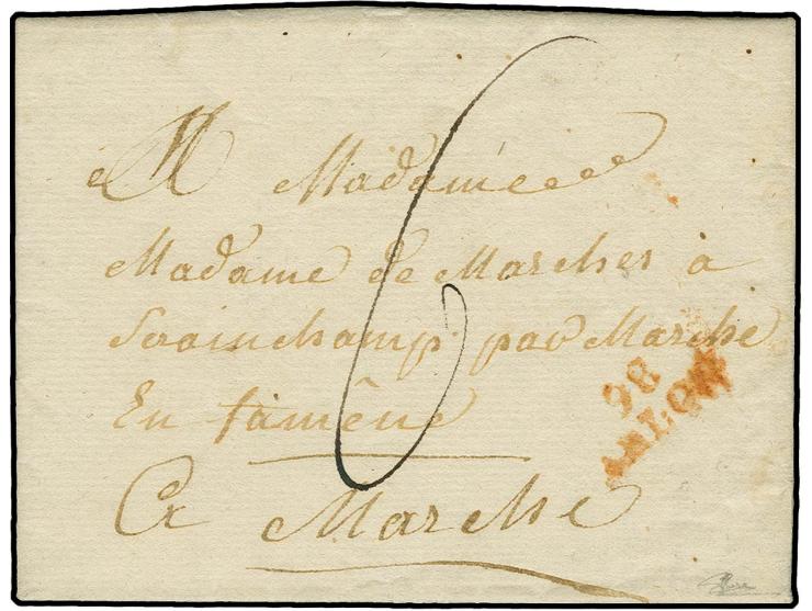 1800, entire letter with clear red "98 / Arlon", dated "Guirches le 8 1800" to Marche, taxed "6" for a double rate letter, fi