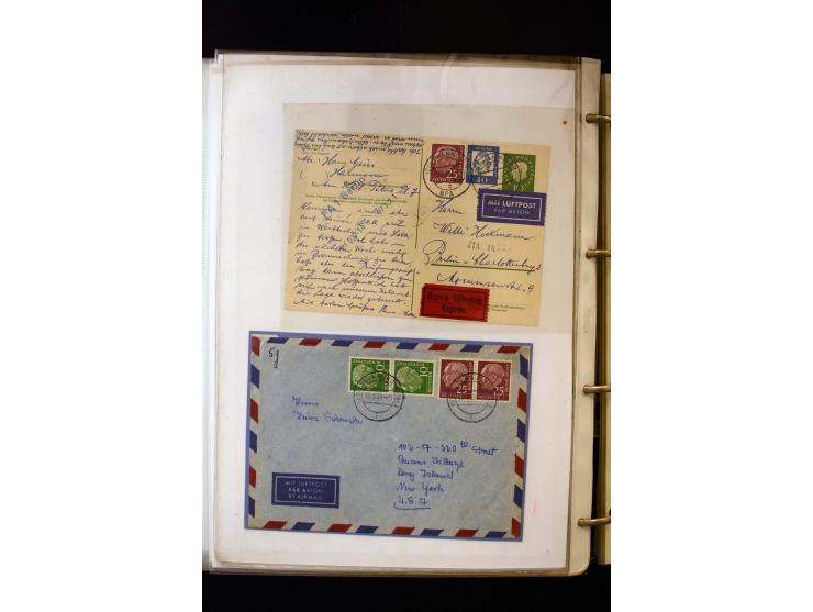 1954/1964, Ausstellungs-Sammlung "HEUSS I" in 2 Ordnern mit vielen besseren Einzel- und Mehrfachfrankaturen, reichlich Portos