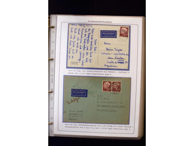 1954/1964, Ausstellungs-Sammlung "HEUSS I" in 2 Ordnern mit vielen besseren Einzel- und Mehrfachfrankaturen, reichlich Portos