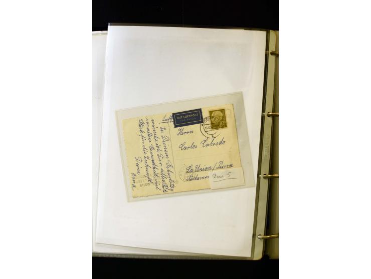 1954/1964, Ausstellungs-Sammlung "HEUSS I" in 2 Ordnern mit vielen besseren Einzel- und Mehrfachfrankaturen, reichlich Portos