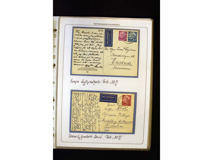 1954/1964, Ausstellungs-Sammlung "HEUSS I" in 2 Ordnern mit vielen besseren Einzel- und Mehrfachfrankaturen, reichlich Portos