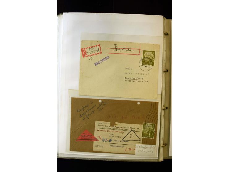 1954/1964, Ausstellungs-Sammlung "HEUSS I" in 2 Ordnern mit vielen besseren Einzel- und Mehrfachfrankaturen, reichlich Portos