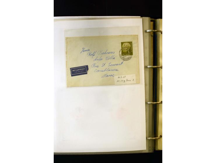 1954/1964, Ausstellungs-Sammlung "HEUSS I" in 2 Ordnern mit vielen besseren Einzel- und Mehrfachfrankaturen, reichlich Portos
