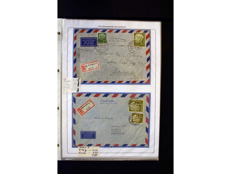 1954/1964, Ausstellungs-Sammlung "HEUSS I" in 2 Ordnern mit vielen besseren Einzel- und Mehrfachfrankaturen, reichlich Portos