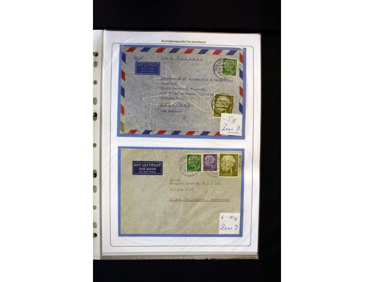 1954/1964, Ausstellungs-Sammlung "HEUSS I" in 2 Ordnern mit vielen besseren Einzel- und Mehrfachfrankaturen, reichlich Portos