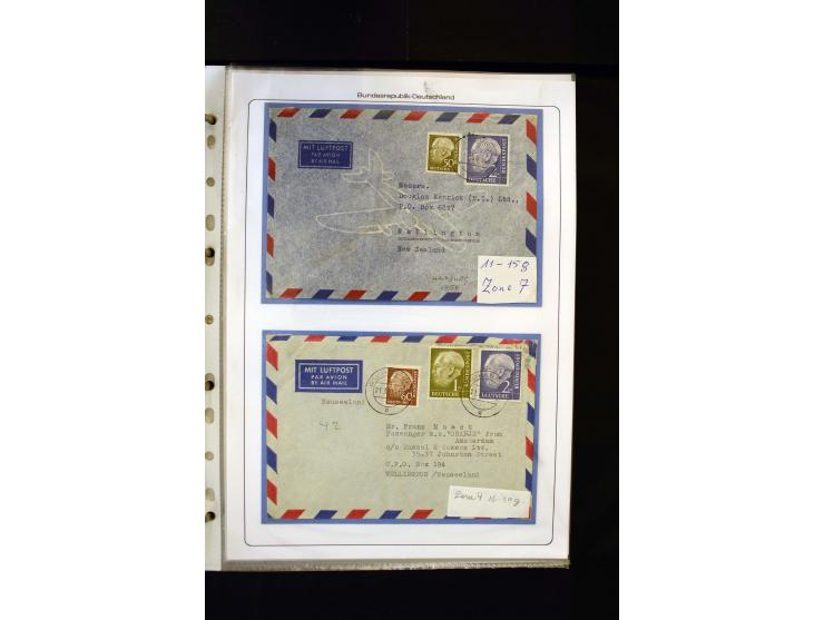 1954/1964, Ausstellungs-Sammlung "HEUSS I" in 2 Ordnern mit vielen besseren Einzel- und Mehrfachfrankaturen, reichlich Portos