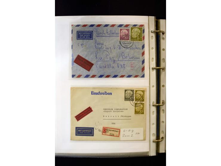 1954/1964, Ausstellungs-Sammlung "HEUSS I" in 2 Ordnern mit vielen besseren Einzel- und Mehrfachfrankaturen, reichlich Portos