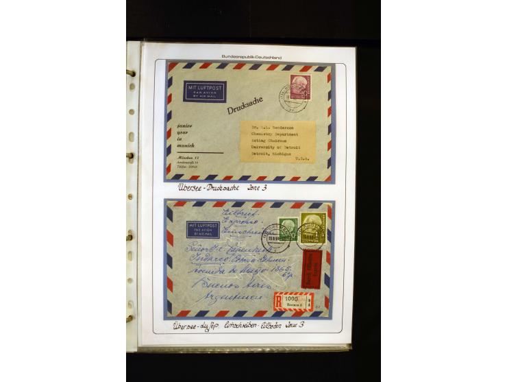 1954/1964, Ausstellungs-Sammlung "HEUSS I" in 2 Ordnern mit vielen besseren Einzel- und Mehrfachfrankaturen, reichlich Portos