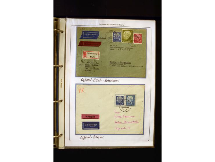 1954/1964, Ausstellungs-Sammlung "HEUSS I" in 2 Ordnern mit vielen besseren Einzel- und Mehrfachfrankaturen, reichlich Portos