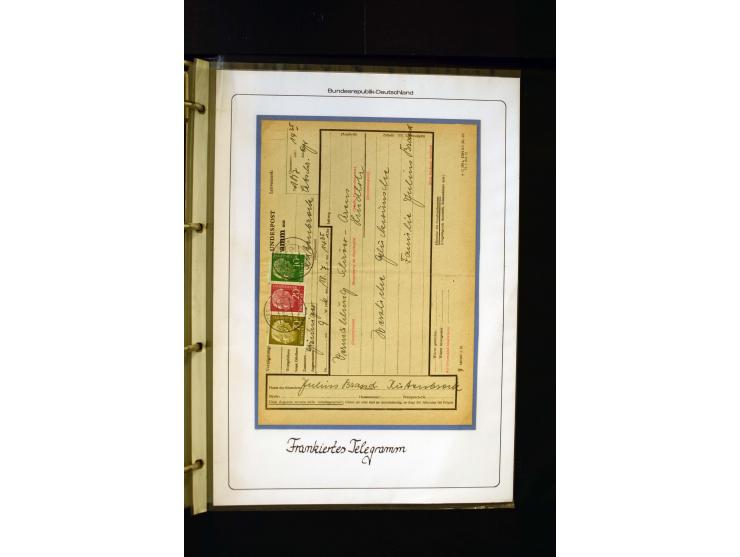 1954/1964, Ausstellungs-Sammlung "HEUSS I" in 2 Ordnern mit vielen besseren Einzel- und Mehrfachfrankaturen, reichlich Portos