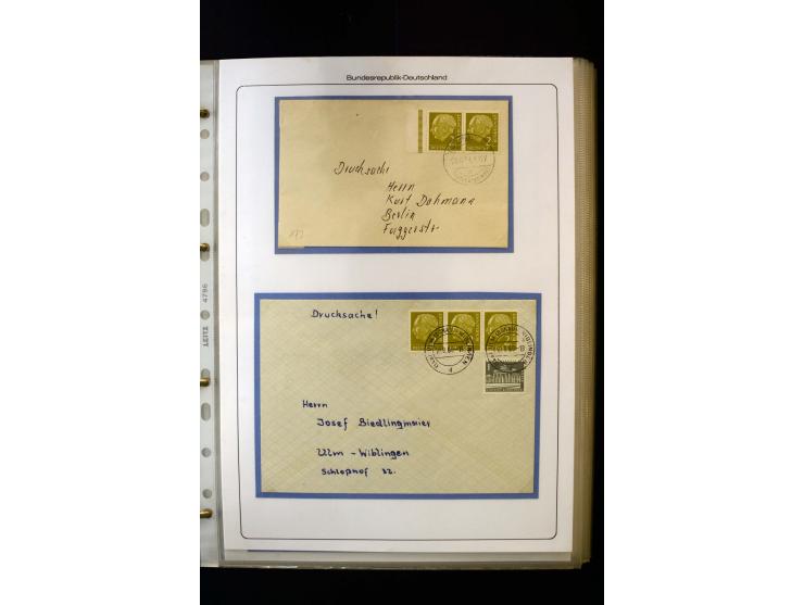 1954/1964, Ausstellungs-Sammlung "HEUSS I" in 2 Ordnern mit vielen besseren Einzel- und Mehrfachfrankaturen, reichlich Portos