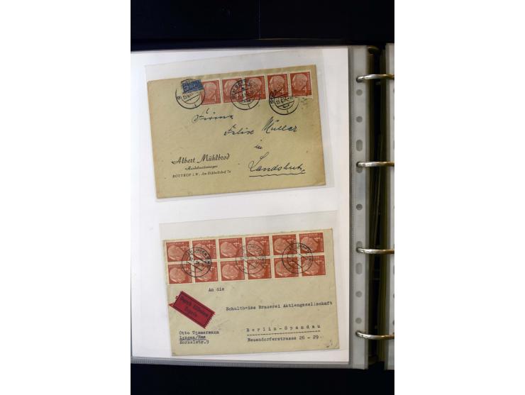 1954/1964, Ausstellungs-Sammlung "HEUSS I" in 2 Ordnern mit vielen besseren Einzel- und Mehrfachfrankaturen, reichlich Portos