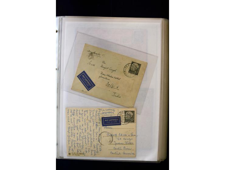1954/1964, Ausstellungs-Sammlung "HEUSS I" in 2 Ordnern mit vielen besseren Einzel- und Mehrfachfrankaturen, reichlich Portos