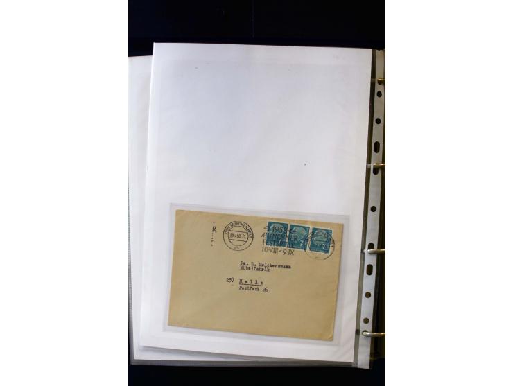 1954/1964, Ausstellungs-Sammlung "HEUSS I" in 2 Ordnern mit vielen besseren Einzel- und Mehrfachfrankaturen, reichlich Portos