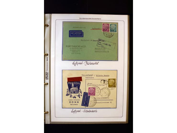 1954/1964, Ausstellungs-Sammlung "HEUSS I" in 2 Ordnern mit vielen besseren Einzel- und Mehrfachfrankaturen, reichlich Portos