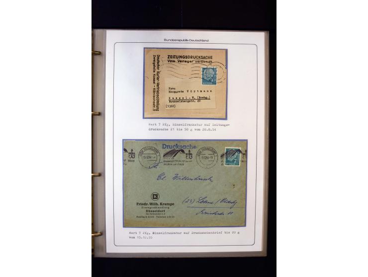 1954/1964, Ausstellungs-Sammlung "HEUSS I" in 2 Ordnern mit vielen besseren Einzel- und Mehrfachfrankaturen, reichlich Portos