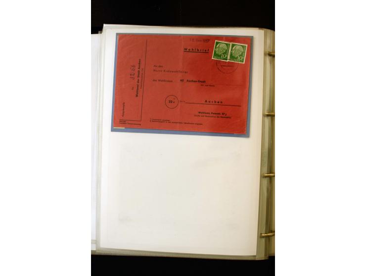 1954/1964, Ausstellungs-Sammlung "HEUSS I" in 2 Ordnern mit vielen besseren Einzel- und Mehrfachfrankaturen, reichlich Portos