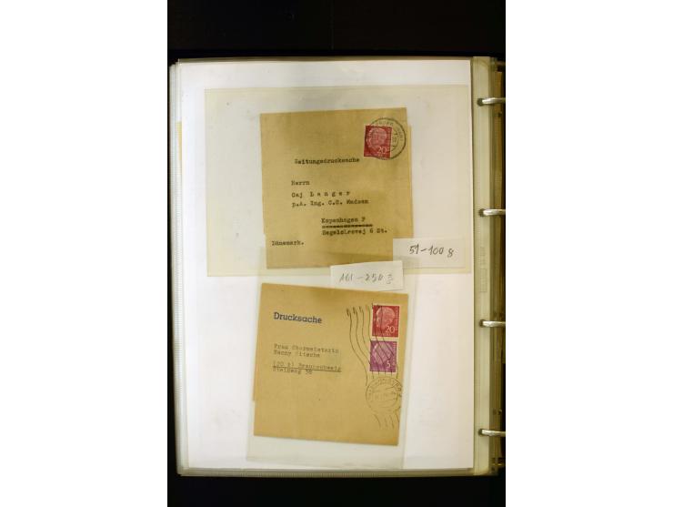 1954/1964, Ausstellungs-Sammlung "HEUSS I" in 2 Ordnern mit vielen besseren Einzel- und Mehrfachfrankaturen, reichlich Portos