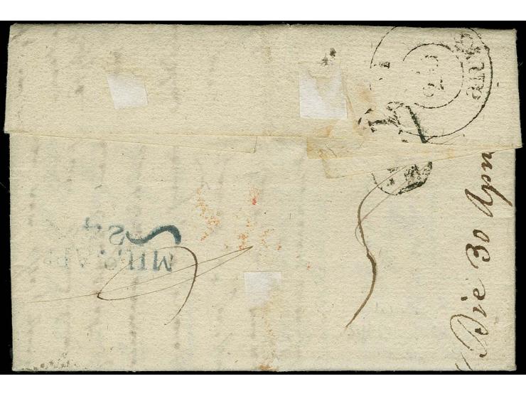 1805, entire letter with clear "P98P / LUXEMBOURG" to "Cardinal Caprara, le gar du St. Siege en France" to Paris and re-addre