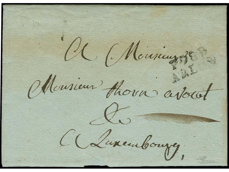 "P98 / P ARLON" on entire letter of 29.7.1814 to Luxemburg, tiny unfresh, scarce (Goebel FA3, 19 points)