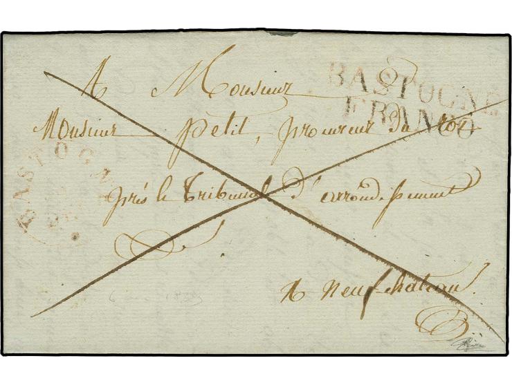 "BASTOGNE FRANCO", good strike on entire letter 1829 from Houfalize to Neufchateau