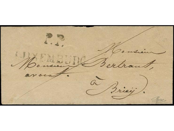 "P.P. LUXEMBURG", provisional handstamp on small lettersheet to Briey, on reverse date stamp "3 SEPT 1820" (Goebel HL39, 29 p