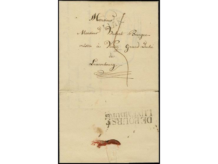 "DEBOURSÉ LUXEMBURG", nice strike on reverse of entire letter 1826 with straight line "LUIK" to Luxemburg with manuscript tax