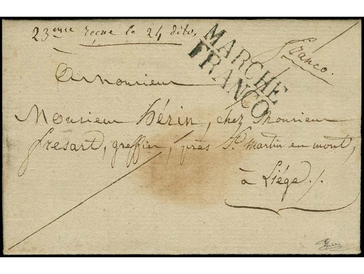 "MARCHE FRANCO", very clear double line on entire letter 1824 to Liège, fine and scarce (Goebel HN6, 19 points)