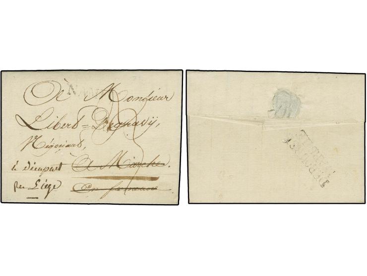 "DEBOURSÉ MARCHE" on reverse of entire letter 1826 from Namur to Marche and re-directed to Liège (Goebel HM10, 24 points)