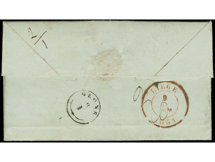GOVERNMENT OF THE GRAND DUCHY (from 1839): "LUXEMBURG FRANCO", scarce oval marking in red with adjacent red "LUXEMBOURG 8 JAN