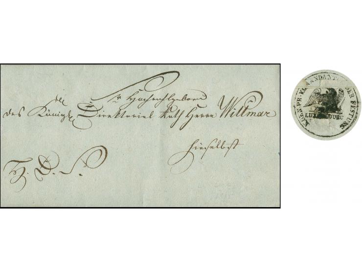 PRUSSIAN MILITARY MAIL (1.6.1815-31.12.1818): 1815, entire military letter of July 24 from the interim commander of the fortr