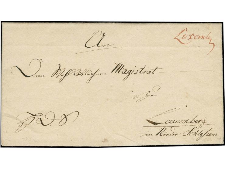 1816, entire letter with manuscript red "Luxemb." dated "Luxemburg den 21ten August 1816" from a military officer to the town