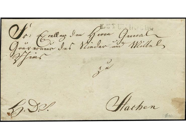 DUTCH POST (1.1.1819-21.10.1830): "LUXEMBURG", straight line in black on lettersheet to the general governor of the lower and