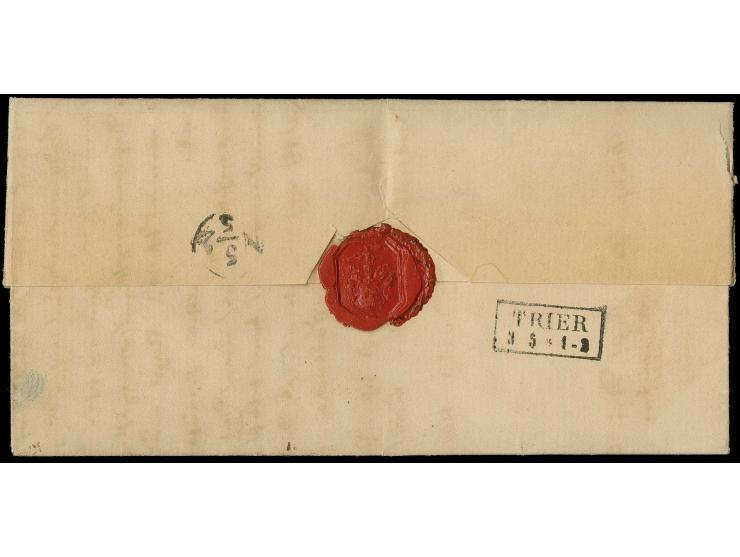 1849, entire letter to Mönchengladbach, endorsed "frei als Offz. Brief der Reichsfestung Luxemburg"; on reverse transit mark 