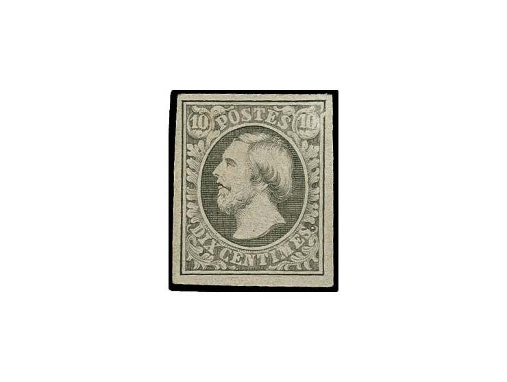  10 c. grey-black (gris argente), large margins all around, unused without gum, slighly cleaned, otherwise fine, certificate 